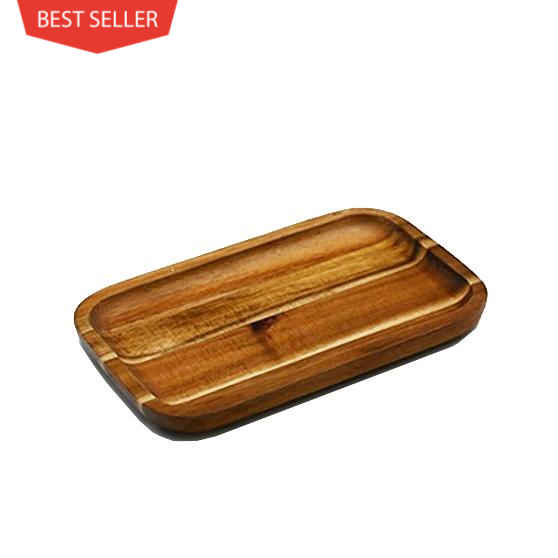 [ Set of 6 ] Zavis Green Acacia Wood Serving rectangle Stackable Tray / Dish 8
