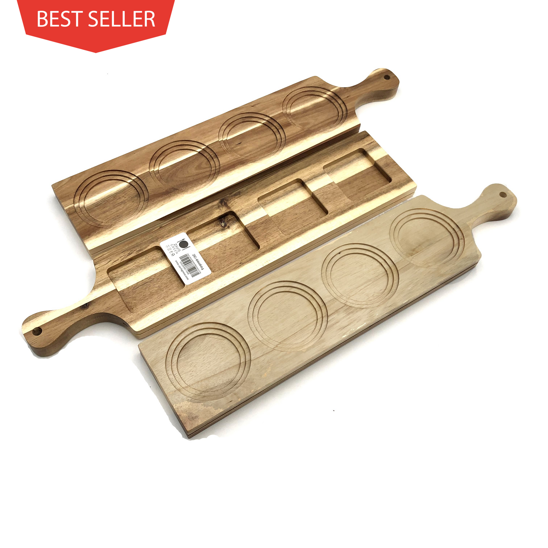 Zavis Green Acacia Wood 4 Hole Double sided Flight Board 17.5