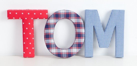 Red & Blue Plaid Fabric Wall Letters