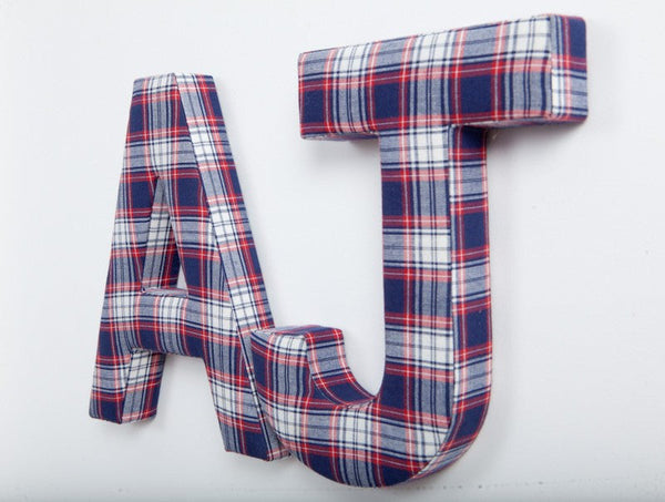 Red & Blue Plaid Fabric Wall Letters