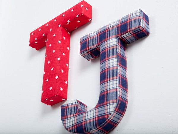 Red & Blue Plaid Fabric Wall Letters