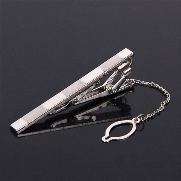 Impeccable Luxury Men's Metal Necktie Bar Formal Dress Shirt Classic Wear Neck Tie Clip With Chain Gold Color Clip Unique Shirt Business Tie Clip Wedding Ceremony Tie Clips Party Fashion Smooth Clasp Pin Father's Day Gifts
