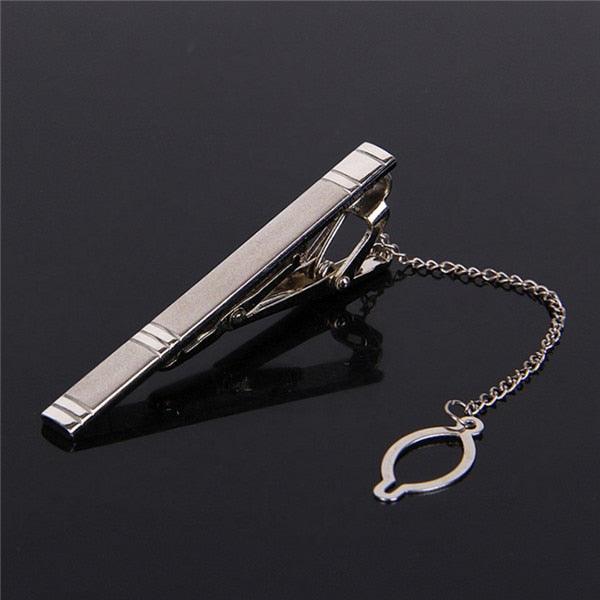 Impeccable Luxury Men's Metal Necktie Bar Formal Dress Shirt Classic Wear Neck Tie Clip With Chain Gold Color Clip Unique Shirt Business Tie Clip Wedding Ceremony Tie Clips Party Fashion Smooth Clasp Pin Father's Day Gifts