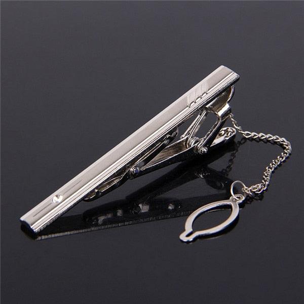 Impeccable Luxury Men's Metal Necktie Bar Formal Dress Shirt Classic Wear Neck Tie Clip With Chain Gold Color Clip Unique Shirt Business Tie Clip Wedding Ceremony Tie Clips Party Fashion Smooth Clasp Pin Father's Day Gifts