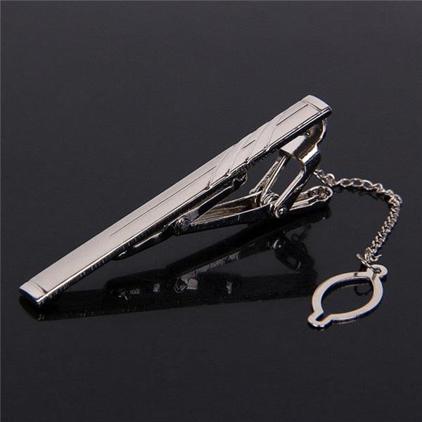 Impeccable Luxury Men's Metal Necktie Bar Formal Dress Shirt Classic Wear Neck Tie Clip With Chain Gold Color Clip Unique Shirt Business Tie Clip Wedding Ceremony Tie Clips Party Fashion Smooth Clasp Pin Father's Day Gifts