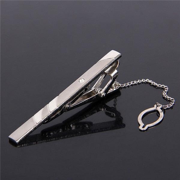 Impeccable Luxury Men's Metal Necktie Bar Formal Dress Shirt Classic Wear Neck Tie Clip With Chain Gold Color Clip Unique Shirt Business Tie Clip Wedding Ceremony Tie Clips Party Fashion Smooth Clasp Pin Father's Day Gifts