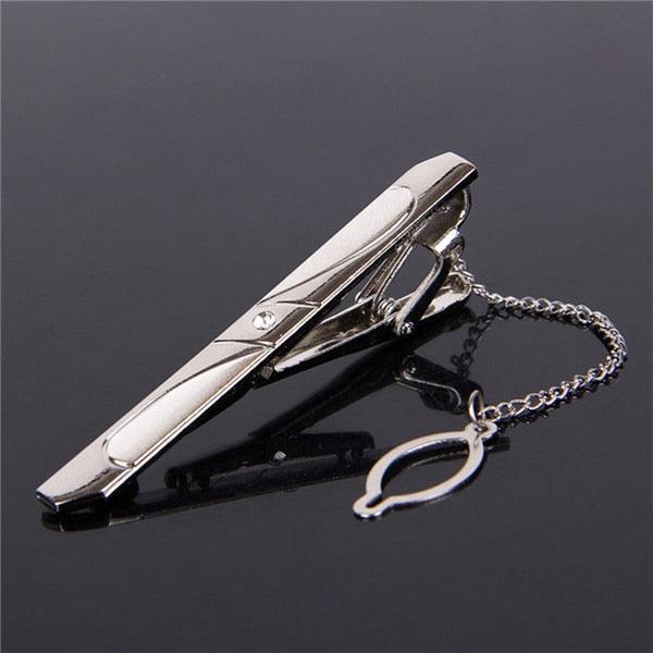 Impeccable Luxury Men's Metal Necktie Bar Formal Dress Shirt Classic Wear Neck Tie Clip With Chain Gold Color Clip Unique Shirt Business Tie Clip Wedding Ceremony Tie Clips Party Fashion Smooth Clasp Pin Father's Day Gifts