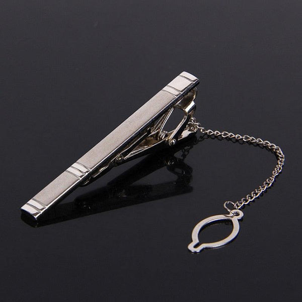 Impeccable Luxury Men's Metal Necktie Bar Formal Dress Shirt Classic Wear Neck Tie Clip With Chain Gold Color Clip Unique Shirt Business Tie Clip Wedding Ceremony Tie Clips Party Fashion Smooth Clasp Pin Father's Day Gifts