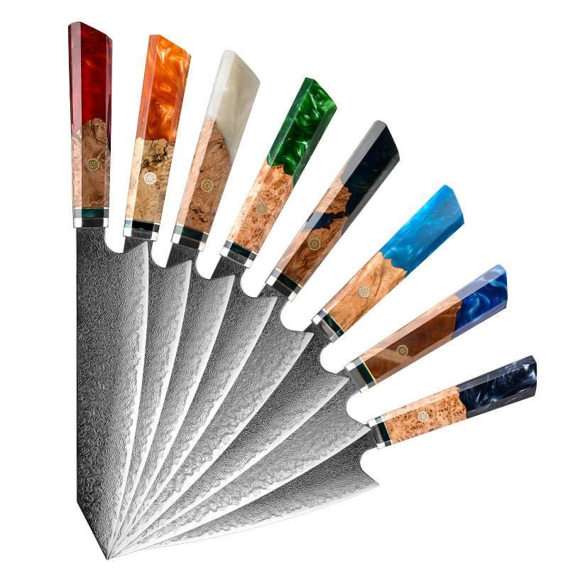 Imperium VG10 Damascus Chef's Knife with Exotic Olive Wood Handle & Sheath