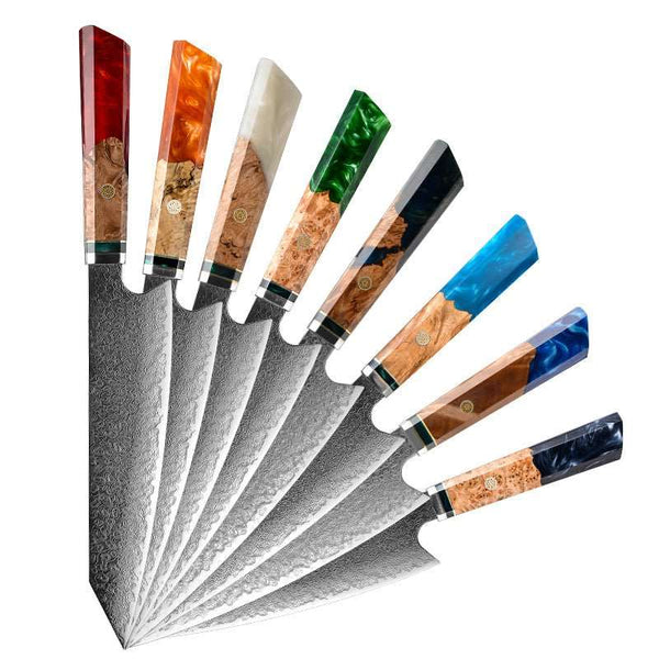 Imperium VG10 Damascus Chef's Knife with Exotic Olive Wood Handle & Sheath