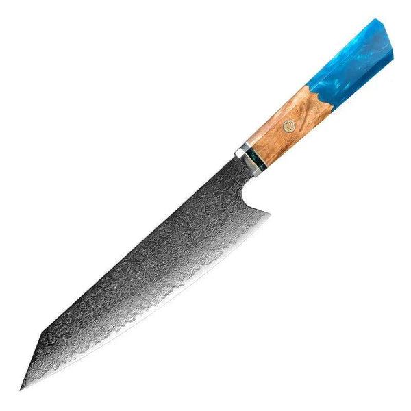 Imperium VG10 Damascus Chef's Knife with Exotic Olive Wood Handle & Sheath - Gifts for You 'n Me