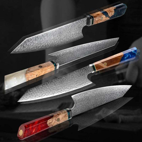 Imperium VG10 Damascus Chef's Knife with Exotic Olive Wood Handle & Sheath - Gifts for You 'n Me
