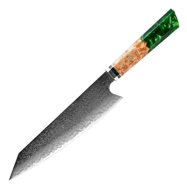 Imperium VG10 Damascus Chef's Knife with Exotic Olive Wood Handle & Sheath - Gifts for You 'n Me