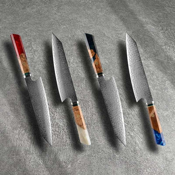 Imperium VG10 Damascus Chef's Knife with Exotic Olive Wood Handle & Sheath - Gifts for You 'n Me