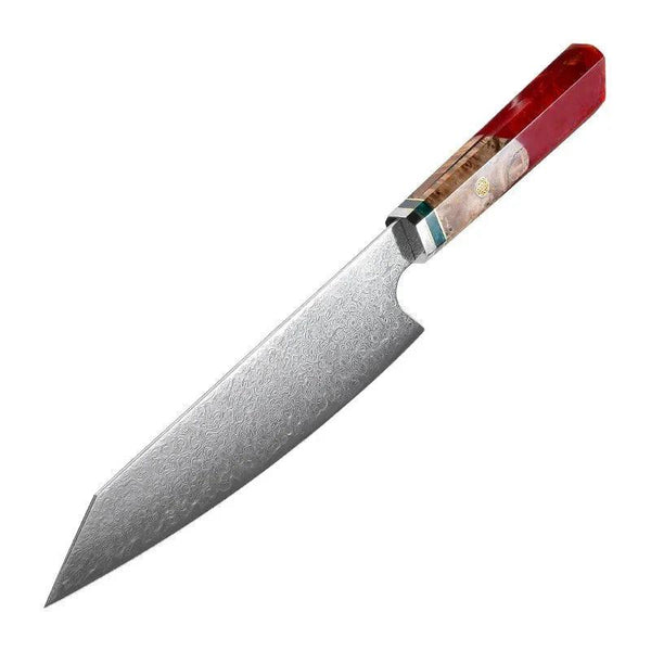 Imperium VG10 Damascus Chef's Knife with Exotic Olive Wood Handle & Sheath - Gifts for You 'n Me