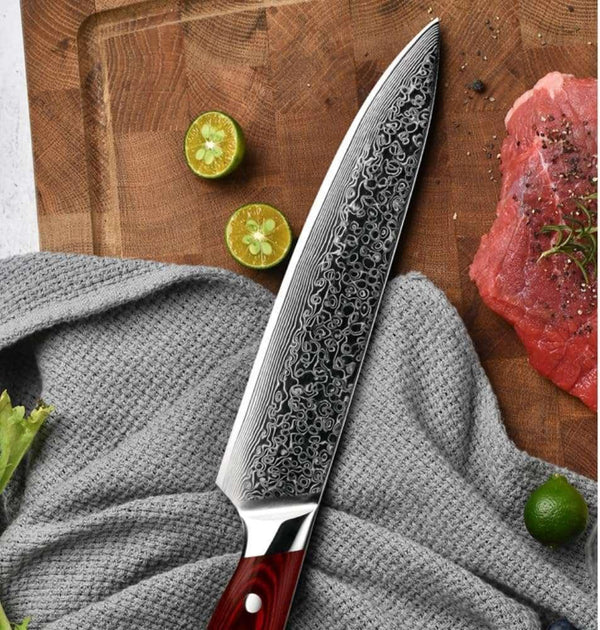 Kitchen Edge VG10 Damascus Chef Knife with Pakkawood handle - Gifts for You 'n Me