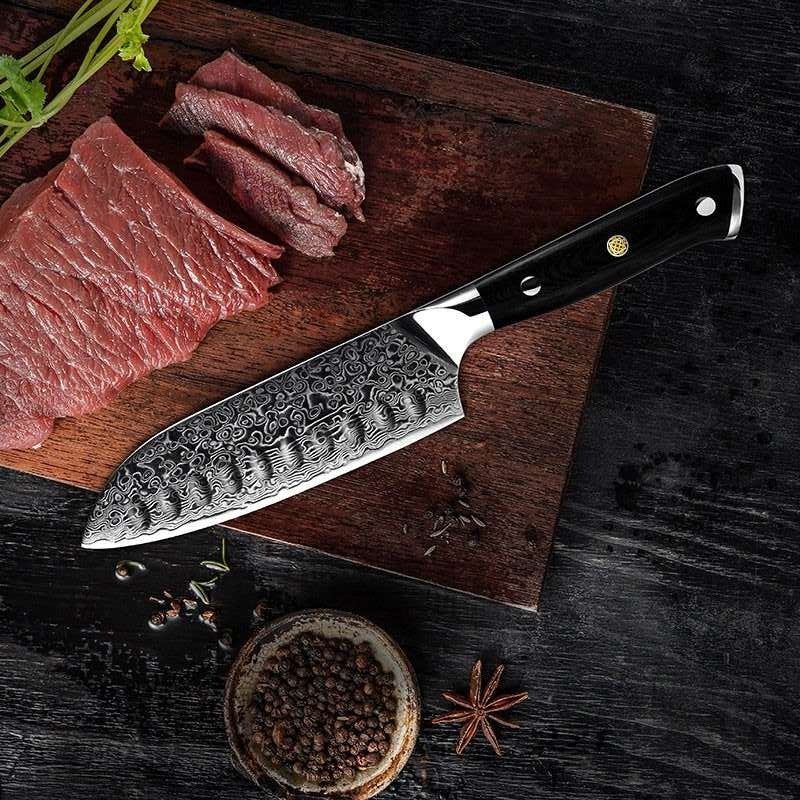 Kitchen Edge VG10 Damascus Chef knife Santoku Knife with G10 Handle