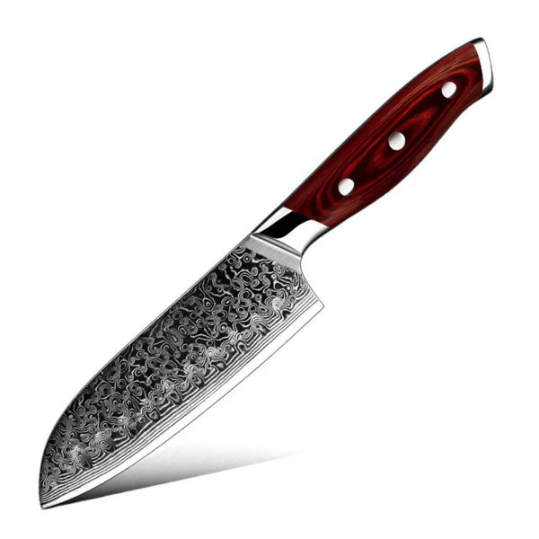 Kitchen Edge VG10 Damascus Chef Knife Santoku Knife with Pakkawood Handle - Gifts for You 'n Me