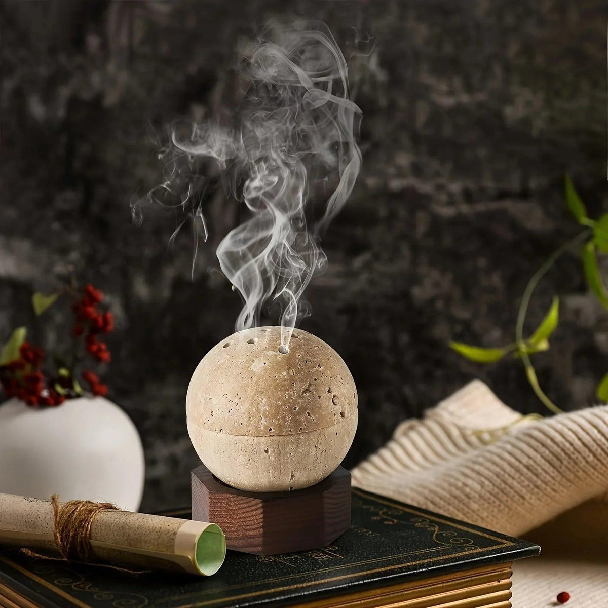 Incense Burner - Handmade Natural Round