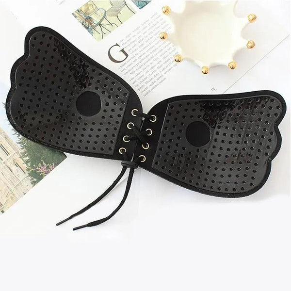 Incredible Strapless Invisible Bra Seamless Push Up Silicone Bras For Women Skin Black Lingerie Drawstring Bralette