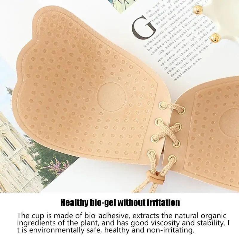 Incredible Strapless Invisible Bra Seamless Push Up Silicone Bras For Women Skin Black Lingerie Drawstring Bralette