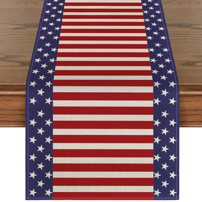 Independence Day Linen Burlap Table Bunting