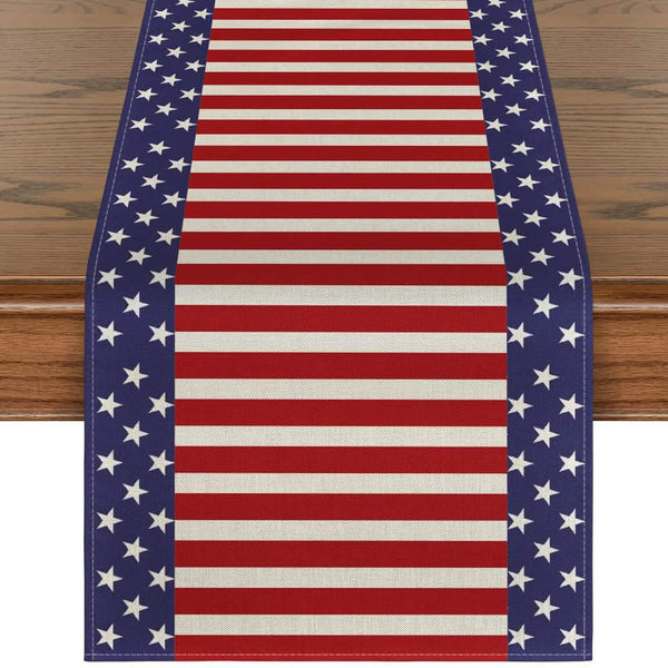 Independence Day Linen Burlap Table Bunting