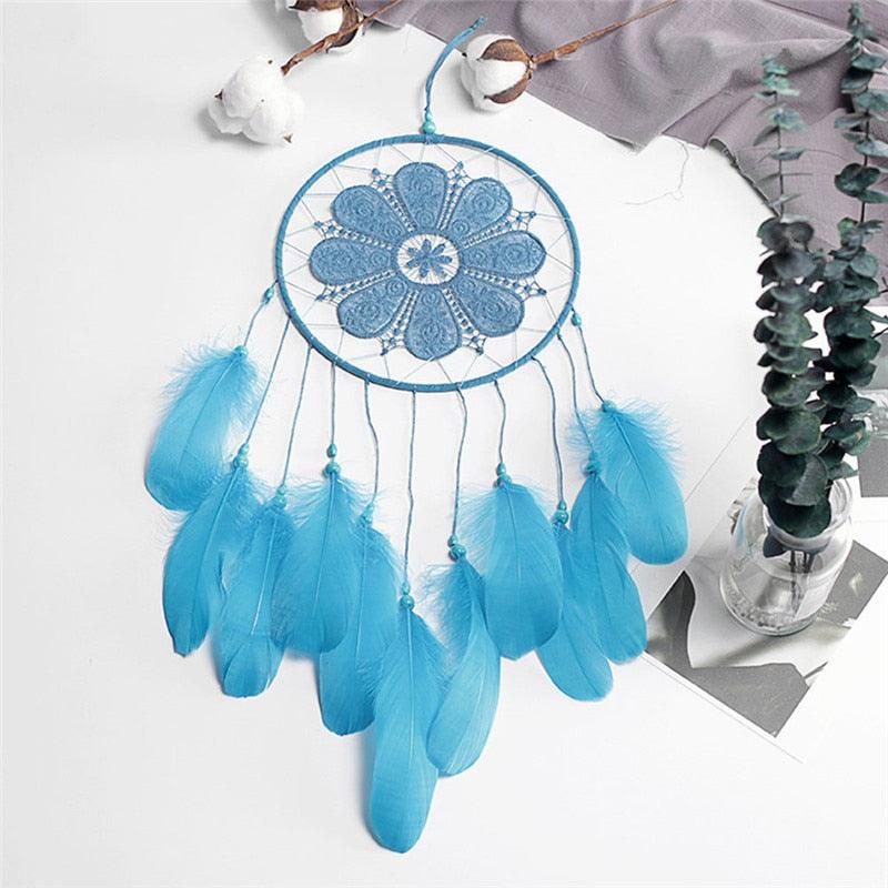 Indian Style Dreamcatcher Handmade Wind Chimes Hanging Pendant Dream Catcher For Bedroom Home Wall Art Hangings Decorations Feather Flowers Dream Catchers For Girls Kids Nursery Bedroom Wall Decor Festival Gift