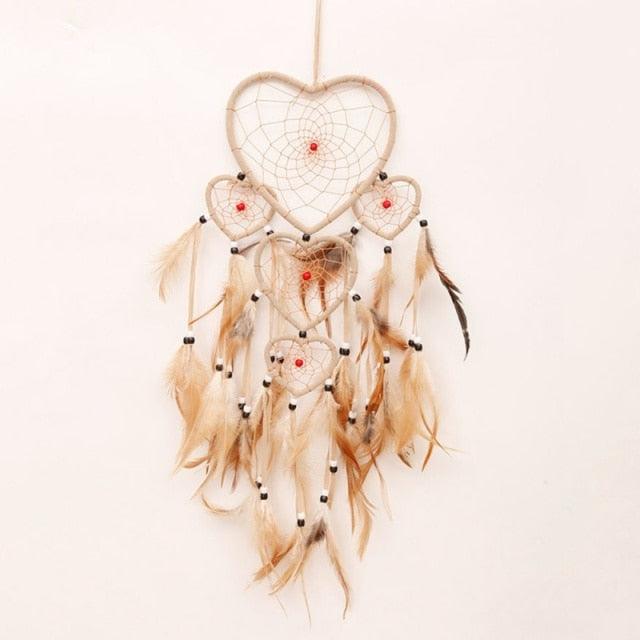 Indian Wolf Dream Catcher With Brown Feathers Dream-catcher Bead Beautiful Home Hanging Decoration Fashion Handmade Ornament Gift Wall Decor For Bedroom Festival Celebration Boho Moon Dream Catcher