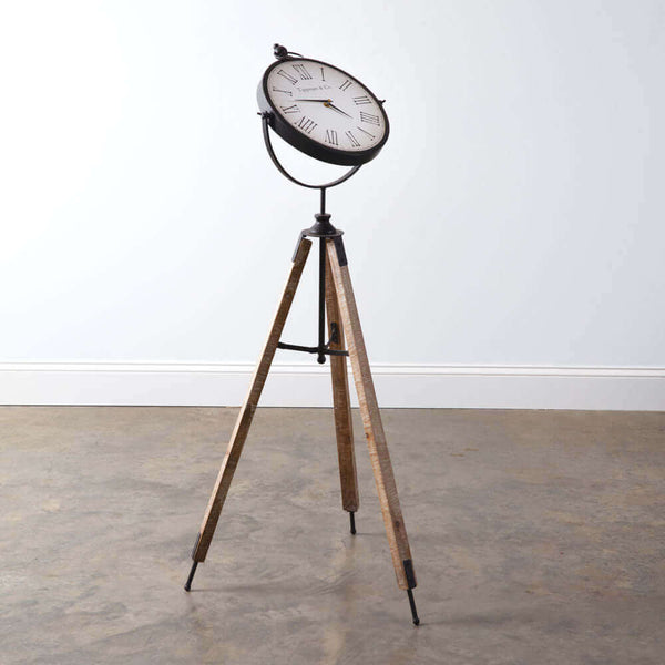 Industrial Antique Tripod Floor Clock