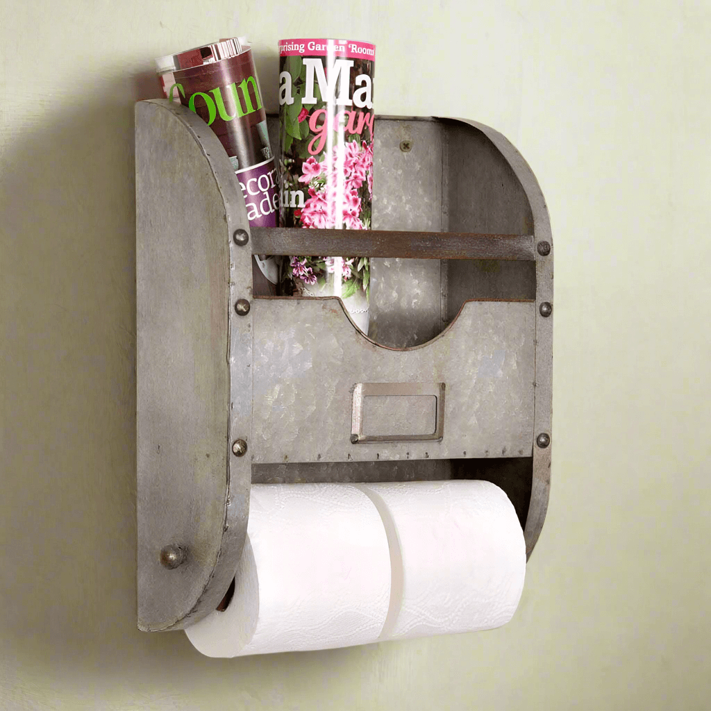 Industrial Metal Vintage Toilet Paper Caddy