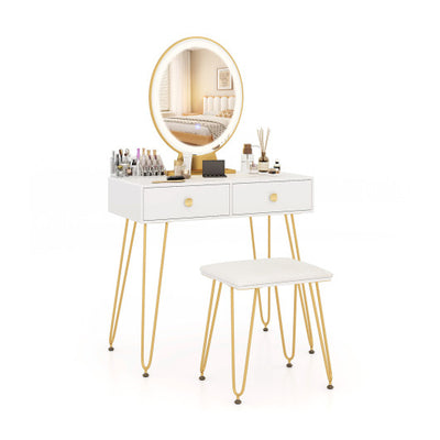 Industrial Makeup Dressing Table with 3 Lighting Modes-White