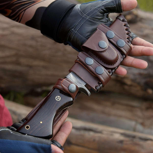 Infinite Damascus Hunting Knife with Exotic Wenge Wood Handle - Gifts for You 'n Me
