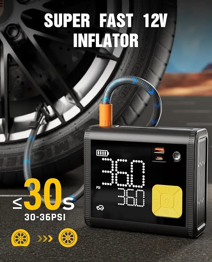 Tire Inflator Portable Air Compressor – 20000mAh – Smart Air Pump w/Digital Pressure Gauge – Auto Stop – 150PSI