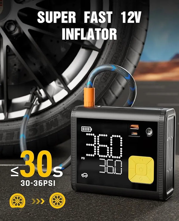 Tire Inflator Portable Air Compressor – 20000mAh – Smart Air Pump w/Digital Pressure Gauge – Auto Stop – 150PSI