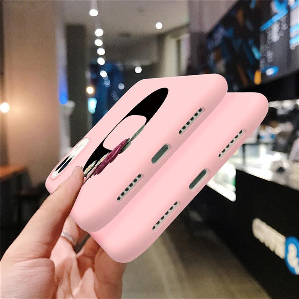 Initial Letter Silicon Phone Case For Iphone  12 Pro Max Retro Pink Flower Soft Back Cover Compatible With Iphone Case Soft Touch Cute Pink Silicone Back Cover For Iphone