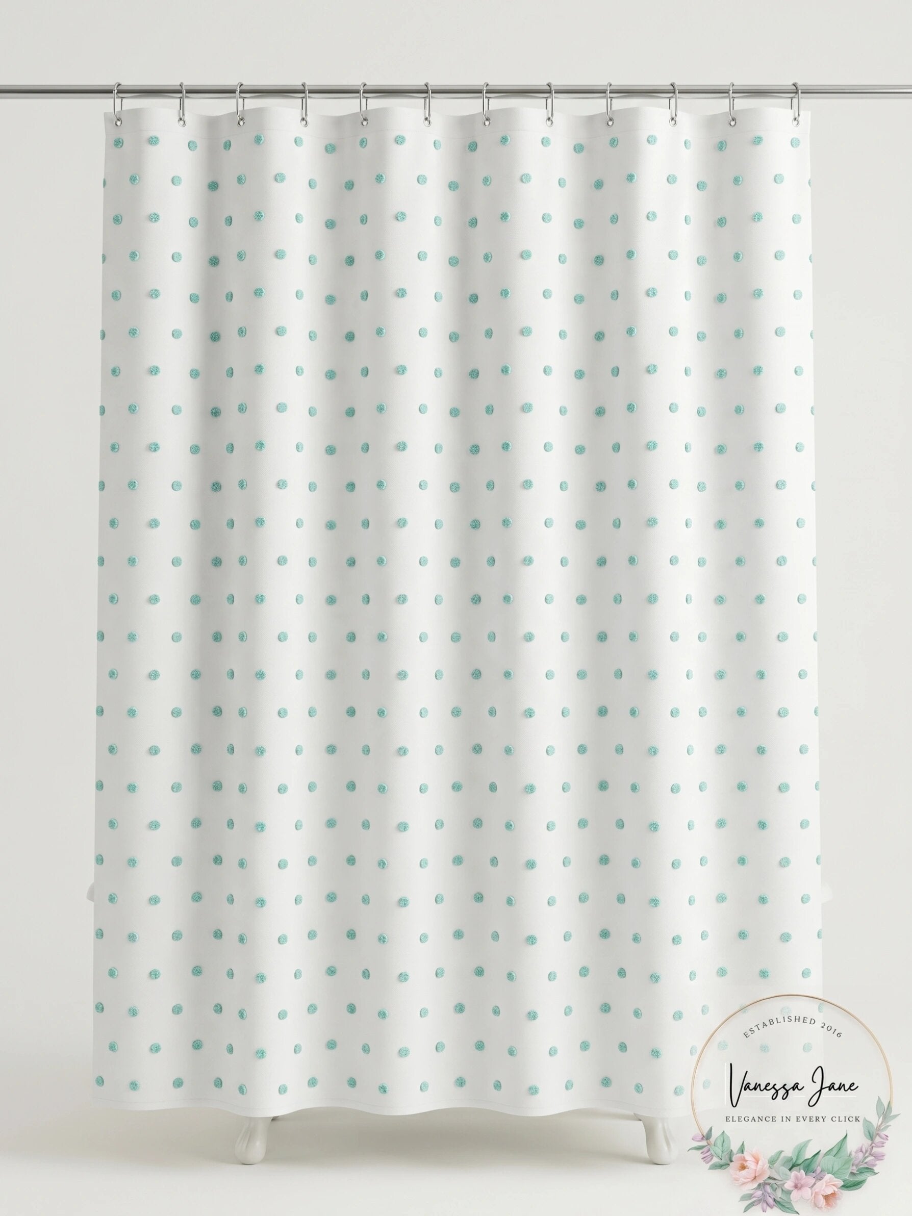 Saturday Knight Neutral Nuances Colorful Dots Shower Curtain, One Size, Blue