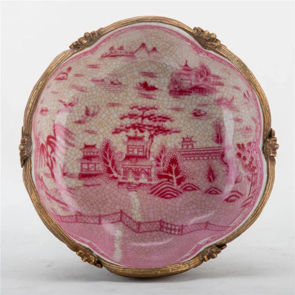 Pink Willow Ormolu Bowl Basin With Bronze - Gifts for You 'n Me