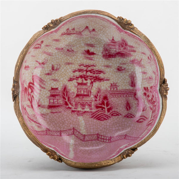 Pink Willow Ormolu Bowl Basin With Bronze - Gifts for You 'n Me