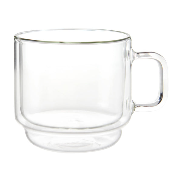 Insulated Double-Wall Glass Coffee Tea Hot or Cold Beverage Mug 2 Piece Set 350ml, Barista