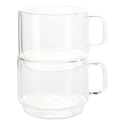 Insulated Double-Wall Glass Coffee Tea Hot or Cold Beverage Mug 2 Piece Set 500ml, Barista