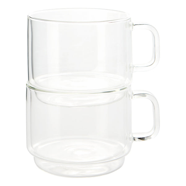 Insulated Double-Wall Glass Coffee Tea Hot or Cold Beverage Mug 2 Piece Set 500ml, Barista