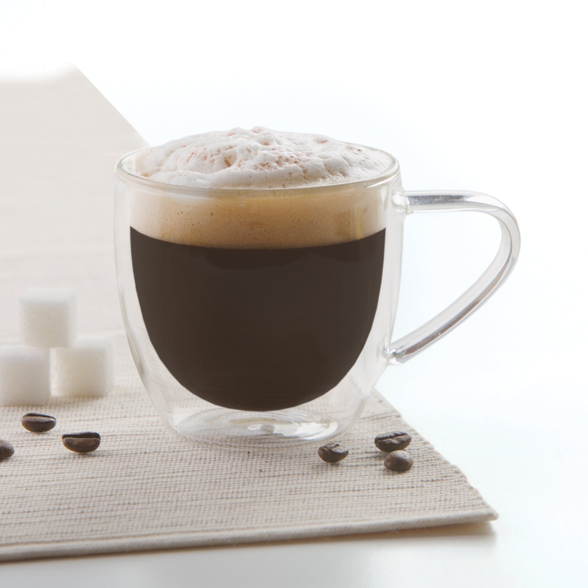 Insulated Double-Wall Glass Coffee Tea Hot or Cold Beverage Mug 4 Piece Set 225ml, Barista