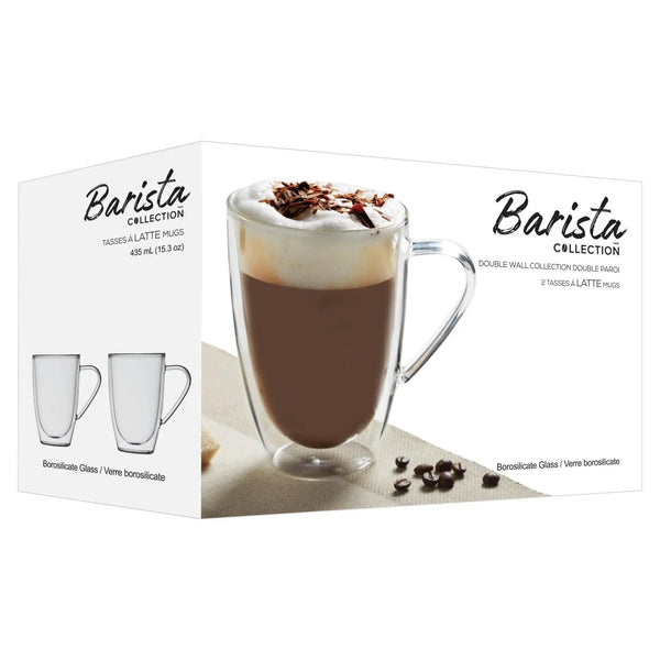Insulated Double-Wall Glass Coffee Tea Hot or Cold Beverage Mug 4 Piece Set 435ml, Barista - Gifts for You 'n Me