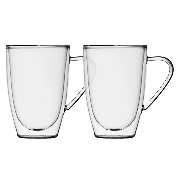 Insulated Double-Wall Glass Coffee Tea Hot or Cold Beverage Mug 4 Piece Set 435ml, Barista - Gifts for You 'n Me