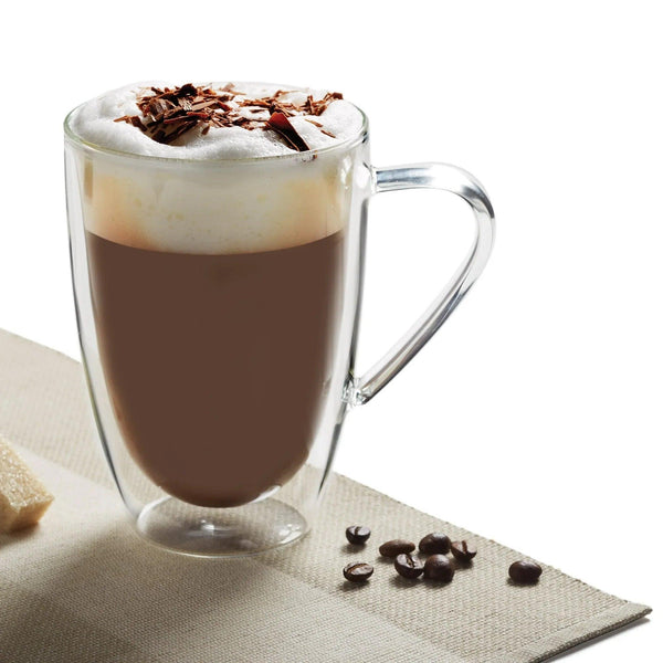 Insulated Double-Wall Glass Coffee Tea Hot or Cold Beverage Mug 4 Piece Set 435ml, Barista - Gifts for You 'n Me