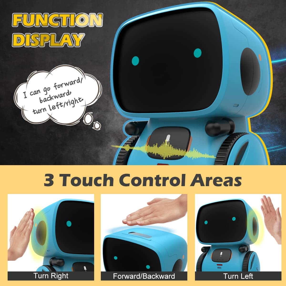 Interactive Smart Robotic Toy for Kids: Touch Sensor, Voice Control, Speech Recognition, Singing, Dancing, Repeating, and Recording. Ideal for Boys and Girls Aged 3-8 ebasketonline