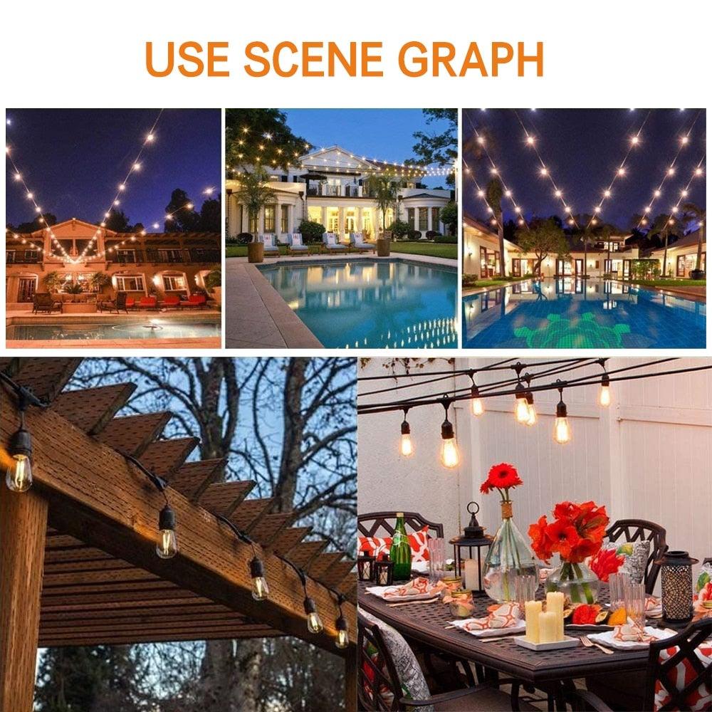 IP65 LED String Lights Retro Edison Filament Bulb Bright Daylight White Antique LED Filament Bulbs For Party Outdoor Garden Holiday Wedding Light String