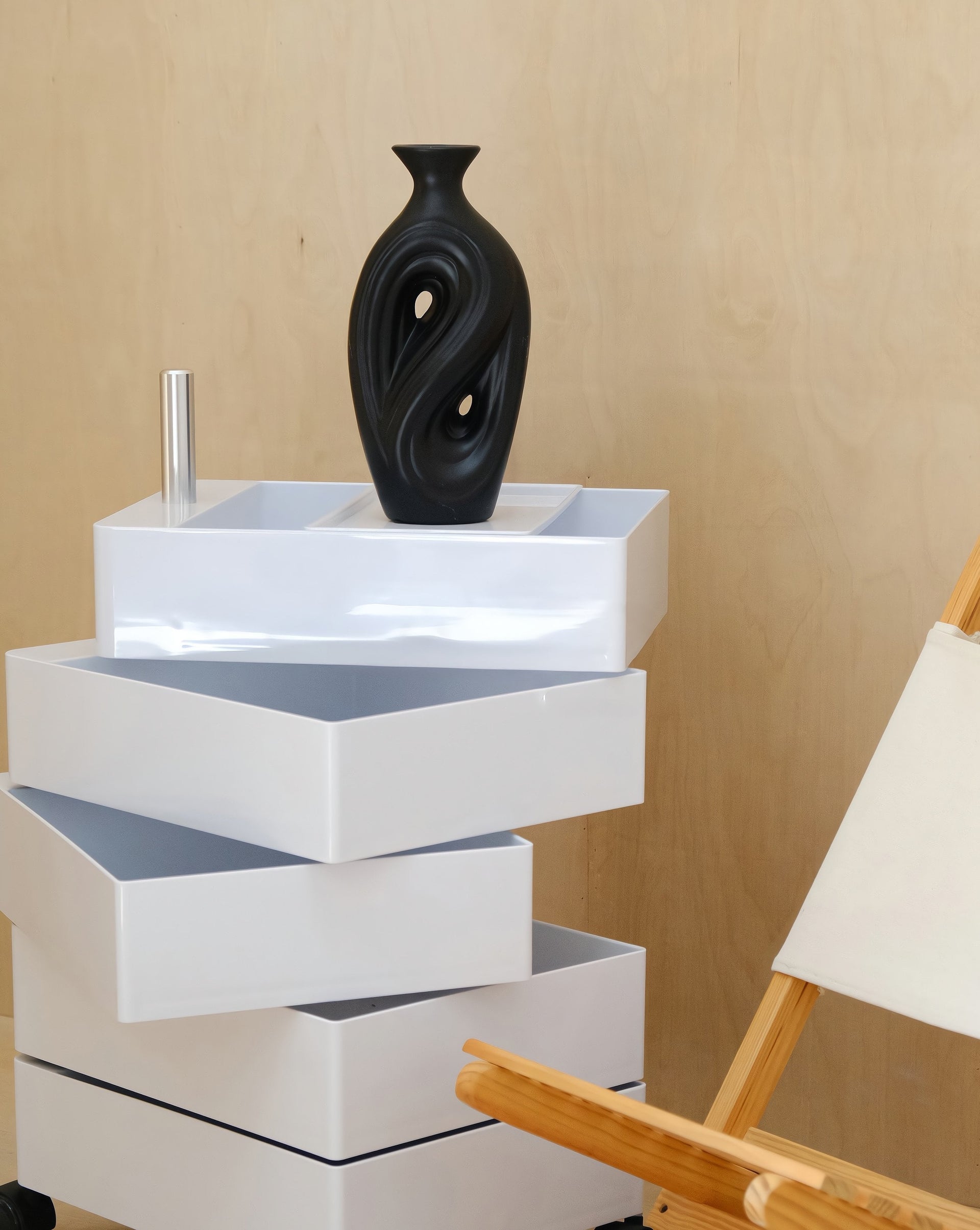 Handmade Contemporary Abstract Ceramic Black Flower Vase - Decorative Irregular Vase