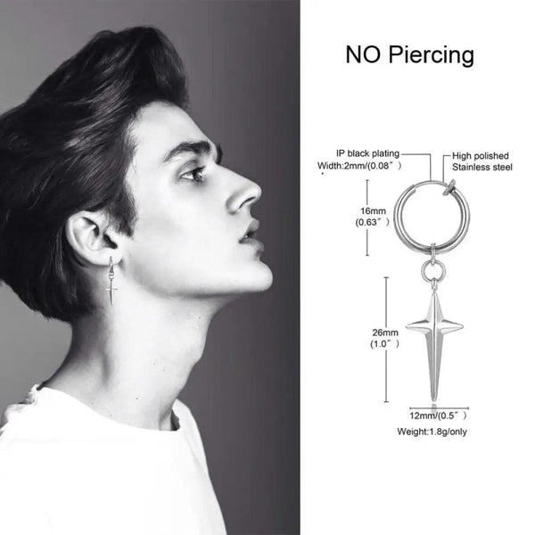 Earrings For Men Unisex Cuff For Pierced or Unpierced Ears.